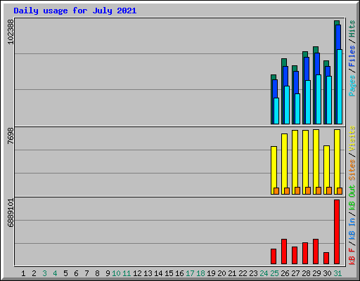 Daily usage for July 2021